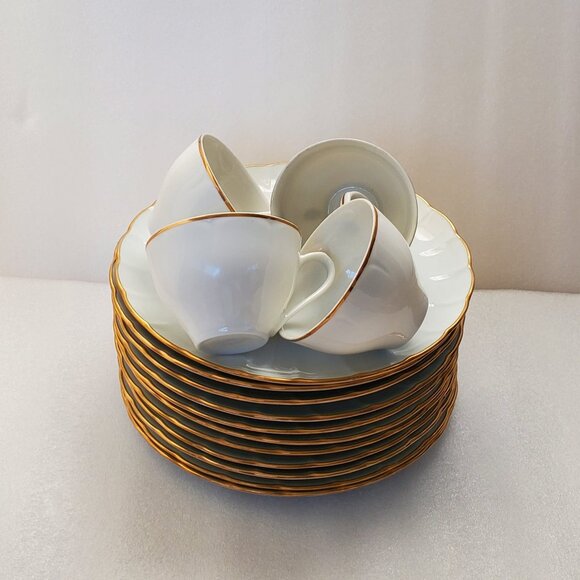American Vintage Other - Set of 11 Vintage Dessert White Fine Porcelain Plates with 4 Teacups
